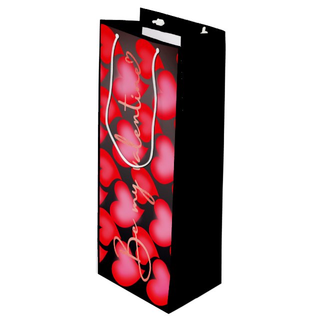 Sacola Para Vinho Saco do presente do namorados - Corações (Frente inclinada)