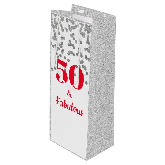 Sacola Para Vinho Saco do presente do vinho - Prata do marco (Frente inclinada)