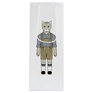 Sacola Para Vinho Saco do vinho dos gatos de Oktoberfest azul e