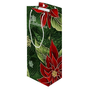 Sacola Para Vinho Saco elegante do presente do vinho da poinsétia d