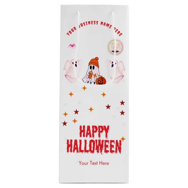 Sacola Para Vinho Sacolinha de Presente de Halloween | Desenho de Fa (Frente)