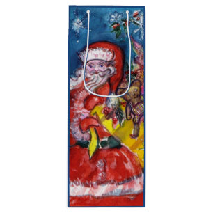 SACOLA PARA VINHO SANTA CLAUS COM PRESENTE DE NATAL
