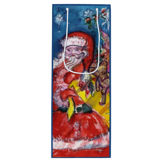 SACOLA PARA VINHO SANTA CLAUS COM PRESENTE DE NATAL (Frente)