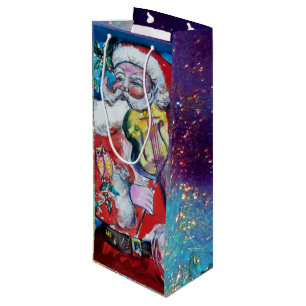 SACOLA PARA VINHO SANTA CLAUS COM VIOLINA