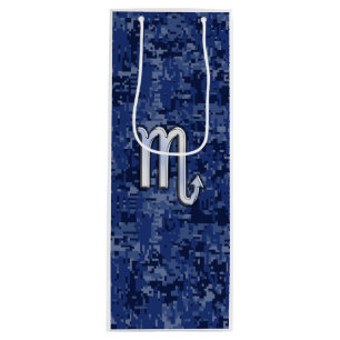 Sacola Para Vinho Scorpio Zodiac - Sinal no Camo Azul Marinho