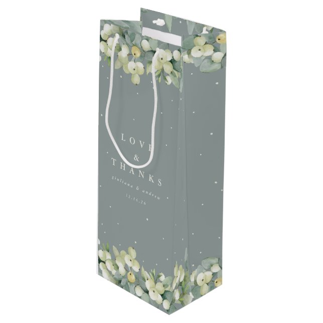 Sacola Para Vinho Seafoam Green Snowberry+Eucalyptus Casamento no in (Frente inclinada)