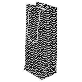 Sacola Para Vinho Seigaiha, Ondas, Japonês, Preto e Branco