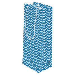 Sacola Para Vinho Seigaiha, Waves, Japanese, Blue and White