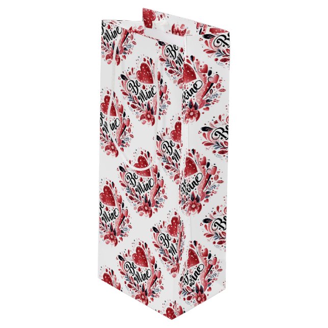 Sacola Para Vinho Sejam meus Dias de os namorados e flores (Frente inclinada)