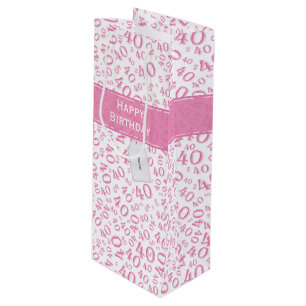 Sacola Para Vinho Seu texto: 40º padrão aleatório rosa