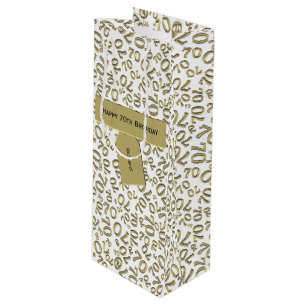 Sacola Para Vinho Seu texto: 70 Aniversário Dourado Número 70 Padrão