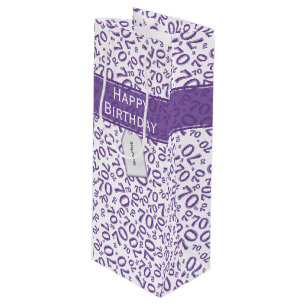 Sacola Para Vinho Seu texto: 70 Aniversário Roxo 70 Padrão
