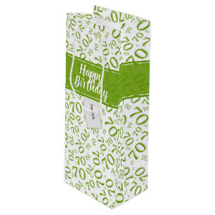 Sacola Para Vinho Seu texto: 70 Aniversário Verde Número 70 Padrão