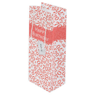 Sacola Para Vinho Seu texto: 70 Birthday Coral Número 70 Padrão