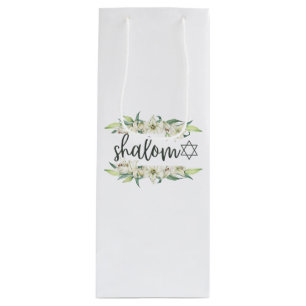 Sacola Para Vinho Shalom (com lírios e estrela de David)