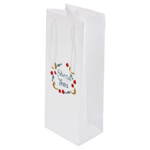 Sacola Para Vinho Shana Tova wreath