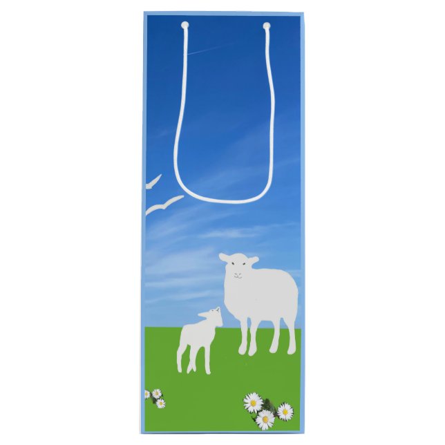 Sacola Para Vinho Sheep and Lamb editable Easter (Frente)