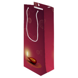 Sacola Para Vinho Shiny Happy Diwali Diya - Saco do presente de vinh