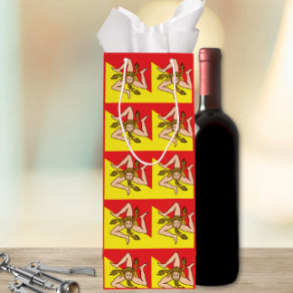 Sacola Para Vinho Sicilian Trinacria All-Over Flag Pattern Sicily