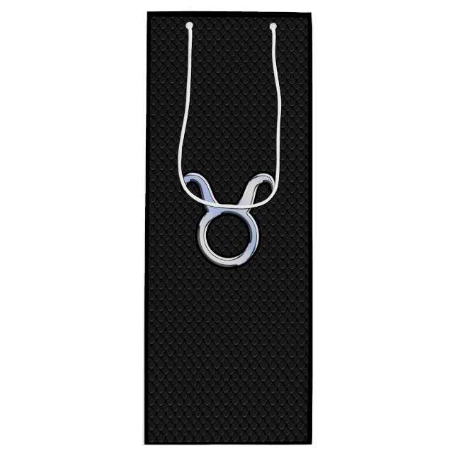 Sacola Para Vinho Símbolo Cromo Moderno Como Taurus Zodiac (Frente)