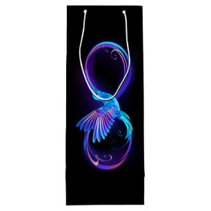 Sacola Para Vinho Símbolo Neon Infinity com Hummingbird brilhante