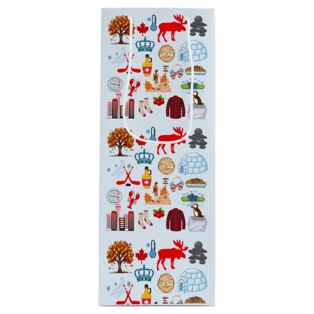 Sacola Para Vinho Símbolos do Canadá (Frente)