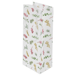 Sacola Para Vinho Simples Dourado inverno Verde Aquarela Natal