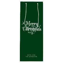 Sacola Para Vinho Simples Elegante Retro Roteiro Verde Feliz Natal