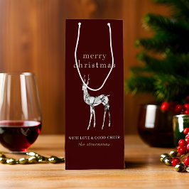 Sacola Para Vinho Simples Moderno Merry Christmas Crystal Reindeer