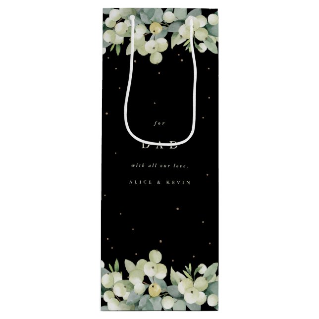 Sacola Para Vinho Snowberry personalizada+Eucalyptus Natal (Frente)