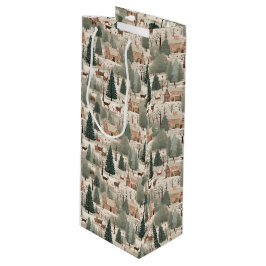 Sacola Para Vinho Snowy Village Cream