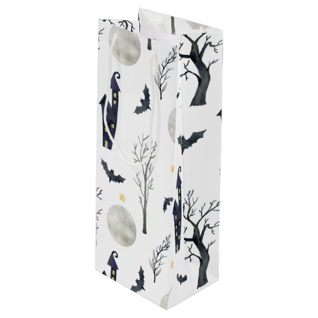 SACOLA PARA VINHO SPOOKY HALLOWEEN CASTLES MOONS BATS (Frente inclinada)