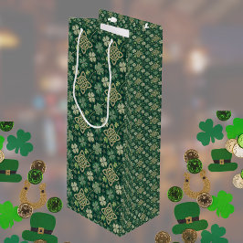 Sacola Para Vinho St Patrick's Day Celtic Knot 4 Leaf Clover Plaid