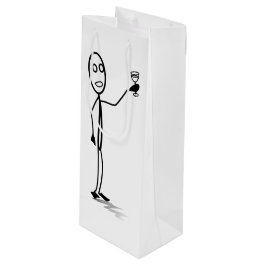 Sacola Para Vinho Stickman segurando uma taça de vinho branco branco