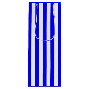 Sacola Para Vinho Stripe Azul e Branco