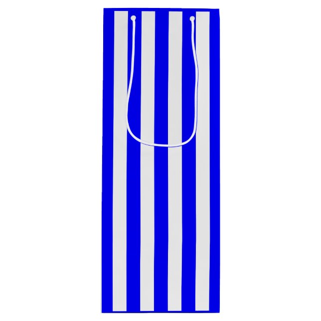 Sacola Para Vinho Stripe Azul e Branco (Frente)