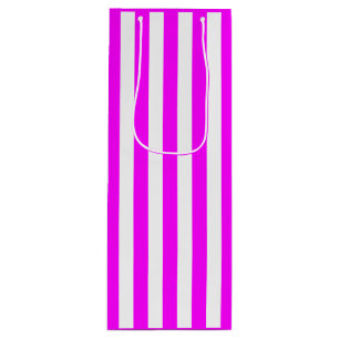 Sacola Para Vinho Stripe Rosa e Branca