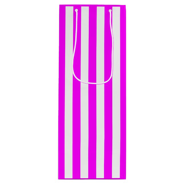 Sacola Para Vinho Stripe Rosa e Branca (Frente)
