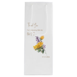 Sacola Para Vinho Sunflower & Lavanda Casamento Branco Elegante