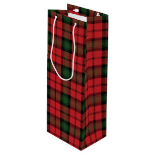 Sacola Para Vinho Tartan Christmas Clan Kerr Red Checkered Xadrez