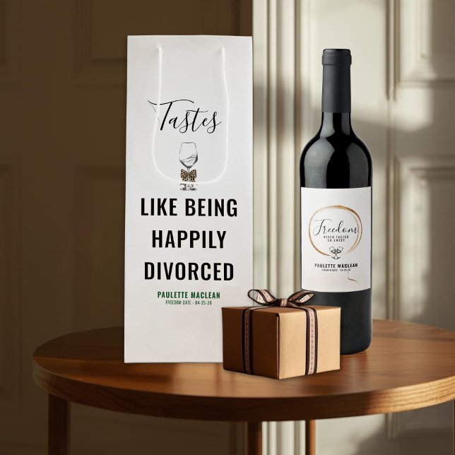 Sacola Para Vinho Tastes Like Being Happily Divorced Wine Gift Bag (Divorce Theme Wine Bottle Gift Bag)