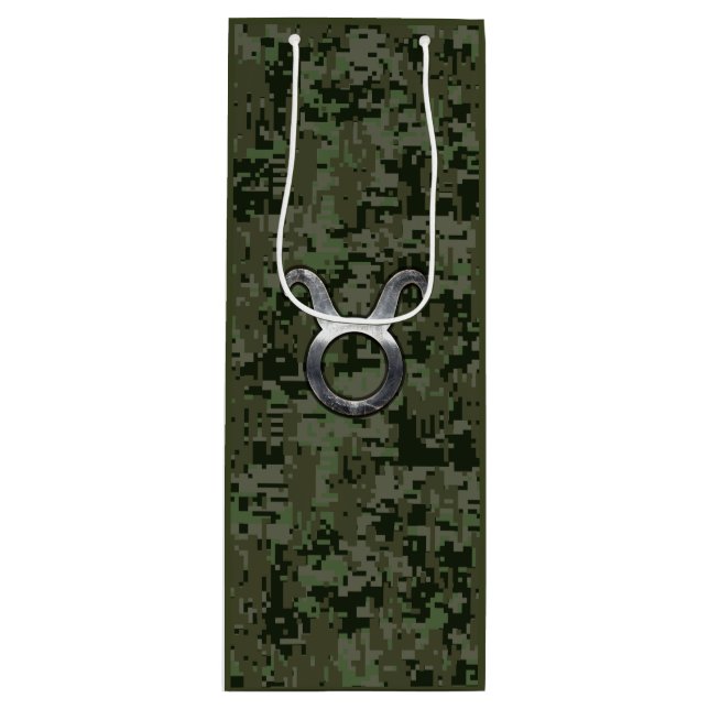 Sacola Para Vinho Taurus Zodiac - Sinal na Camuflagem Digital Woodla (Frente)