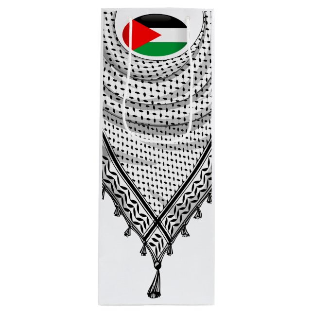 Sacola Para Vinho Tecido Tradicional do Keffiyeh Scarf Palestino (Frente)