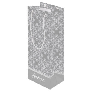 Sacola Para Vinho Teste padrão branco e cinzento personalizado
