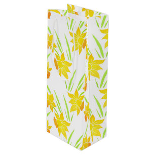 Sacola Para Vinho Teste padrão dos Daffodils da aguarela
