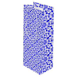 Sacola Para Vinho Teste padrão geométrico azul mediterrâneo de dois