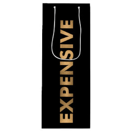 Sacola Para Vinho Texto de Folha de Ouro Mal Elegante e CARO em Pret