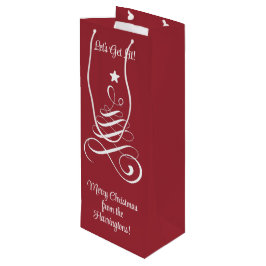 Sacola Para Vinho Texto Personalizado da Árvore de Natal