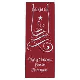 Sacola Para Vinho Texto Personalizado da Árvore de Natal