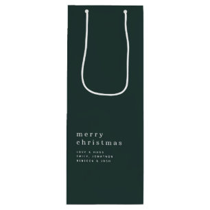 Sacola Para Vinho Texto Simples Feliz Nome de Natal Verde